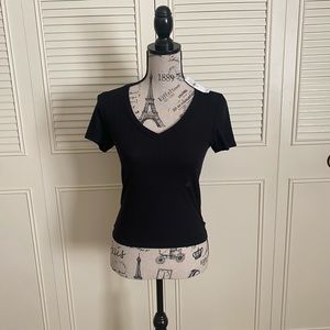 American Eagle Black V-neck short sleeve Baby Tee Shirt